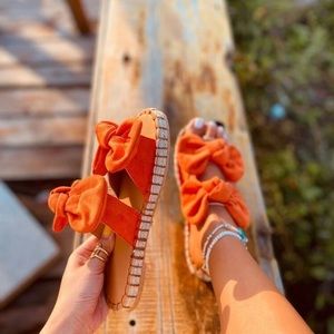 Emery Rose Bow Decor Espadrille Slide Sandals